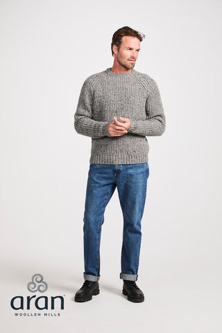 Donegal Herrenpullover 100% Wolle hellgrau