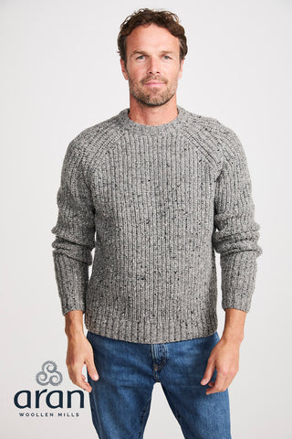 Donegal Herrenpullover 100% Wolle hellgrau