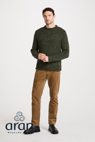 Donegal Herrenpullover 100% Wolle dunkelgrün