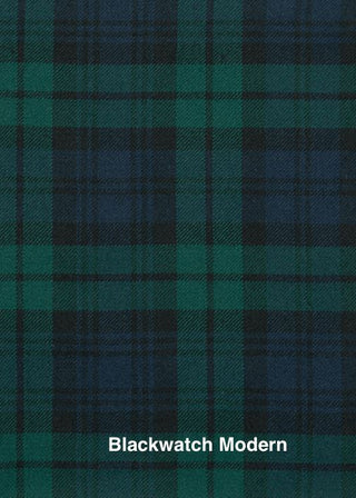 Zu sehen ist ein Stoffausschnitt im Tartan Black watch (dunkelgrün, dunkelblau, schwarz)