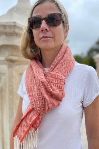 Donegalgarn, Cashmere & Seide Schal Fischgrätenmuster