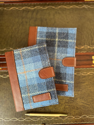 Harris Tweed® Notizbuch jeans blue Lederumschlag A5