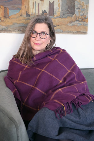 Kaschmir Tartan Stola Burgund Gold Cashmere