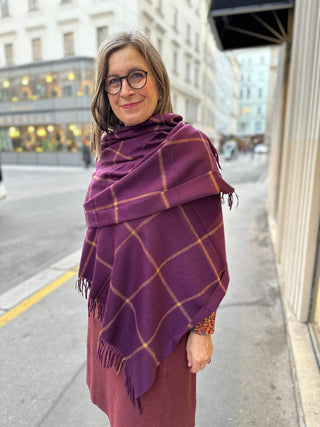 Kaschmir Tartan Stola Burgund Gold Cashmere
