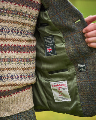 Harris Tweed® Sakko oliv blue overcheck