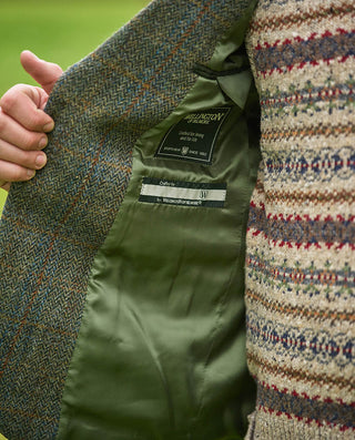 Harris Tweed® Sakko oliv blue overcheck